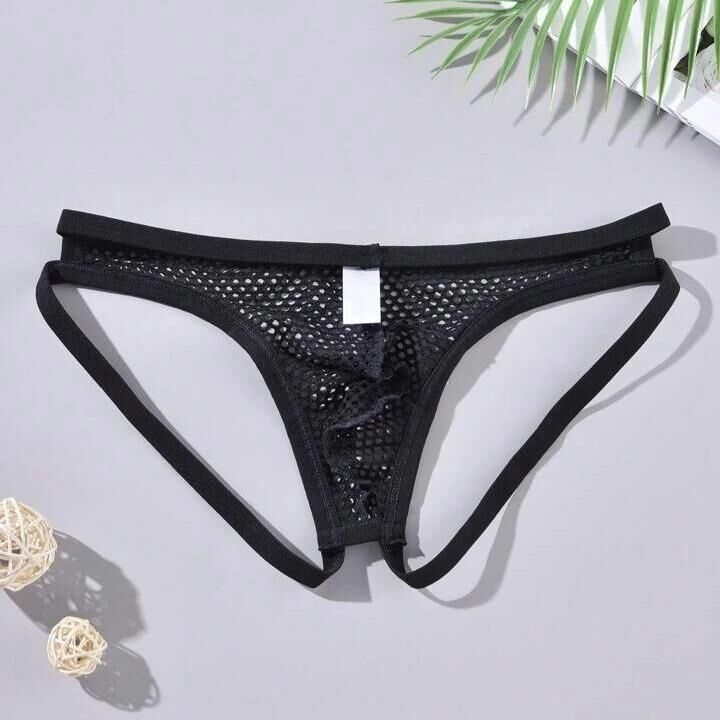 Erkek Siyah Parlak Jockstrap Fantezi İç Çamaşırı