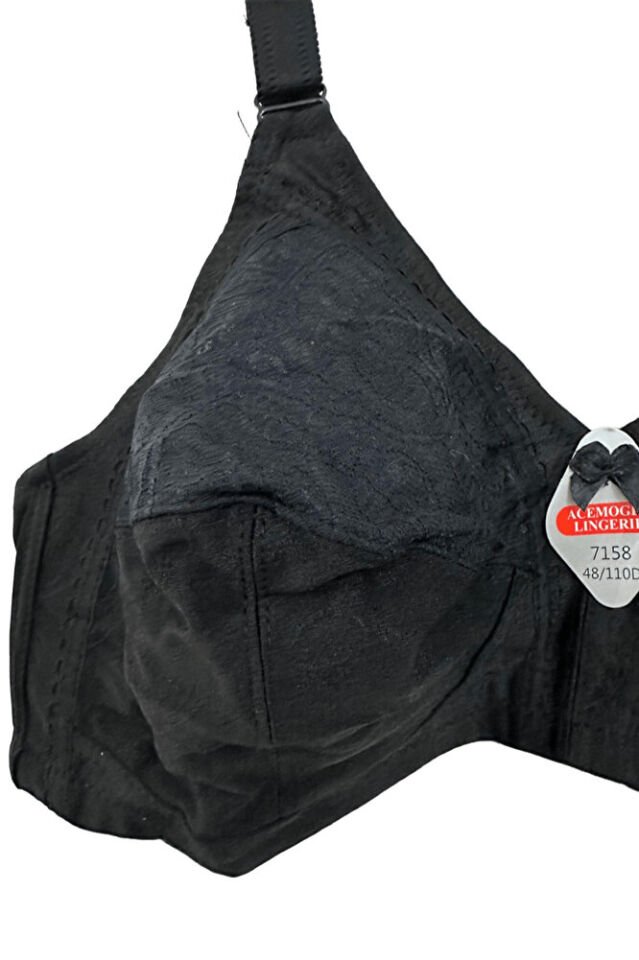 Kadın D Cup Dantelli Siyah Büyük Beden Minimizer Toparlayıcı Sütyen – 110D-130D - Acemoğlu