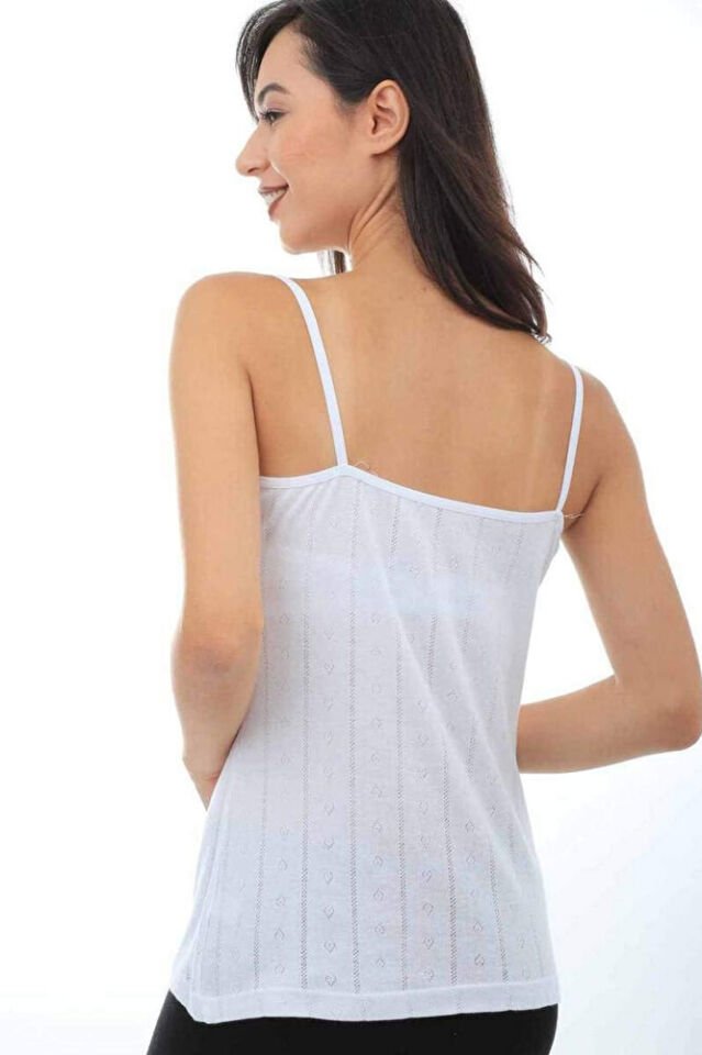 Tutku Ajurlu %100 Pamuk Ip Askılı Dantel Yaka Kadın Atlet 0200 Beyaz 3'lü Paket