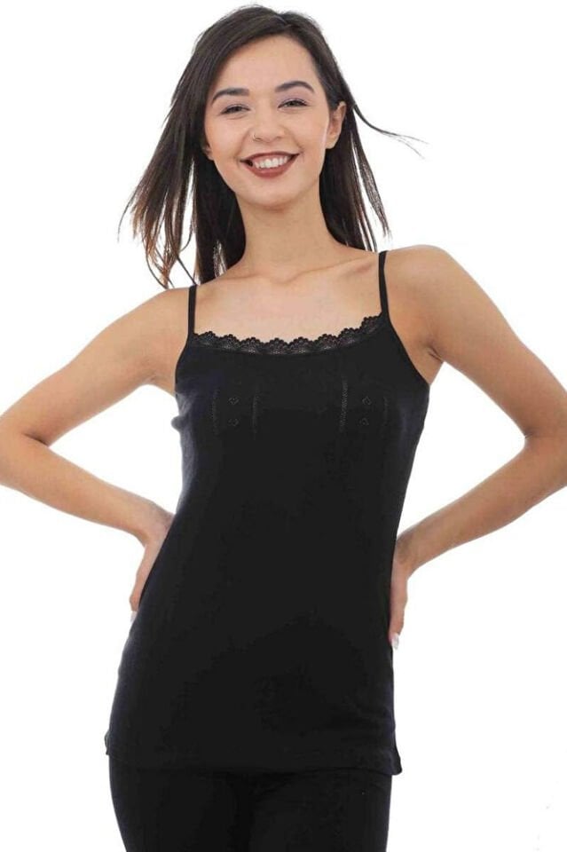 Tutku Ajurlu %100 Pamuk Ip Askılı Dantel Yaka Kadın Atlet 0200 Beyaz 3'lü Paket