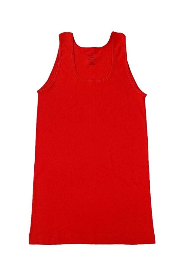 3'lü Tutku Kadın Ribana %100 Pamuk Geniş Askılı Kırmızı Atlet 136