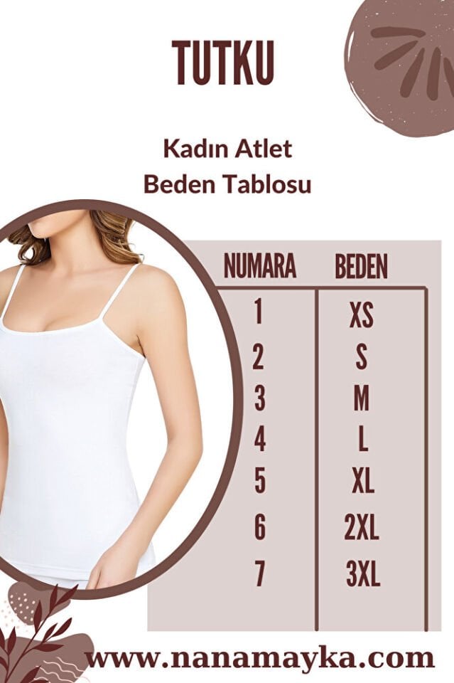 Tutku 6'lı Kadın Ribana %100 Pamuk İp Askılı Atlet 0135