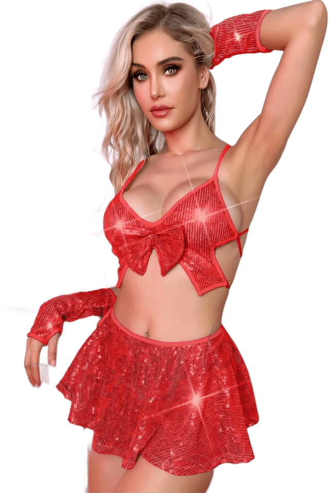 2506 Pul Payetli Kadın Fantezi İç Giyim Club Kostüm 2506