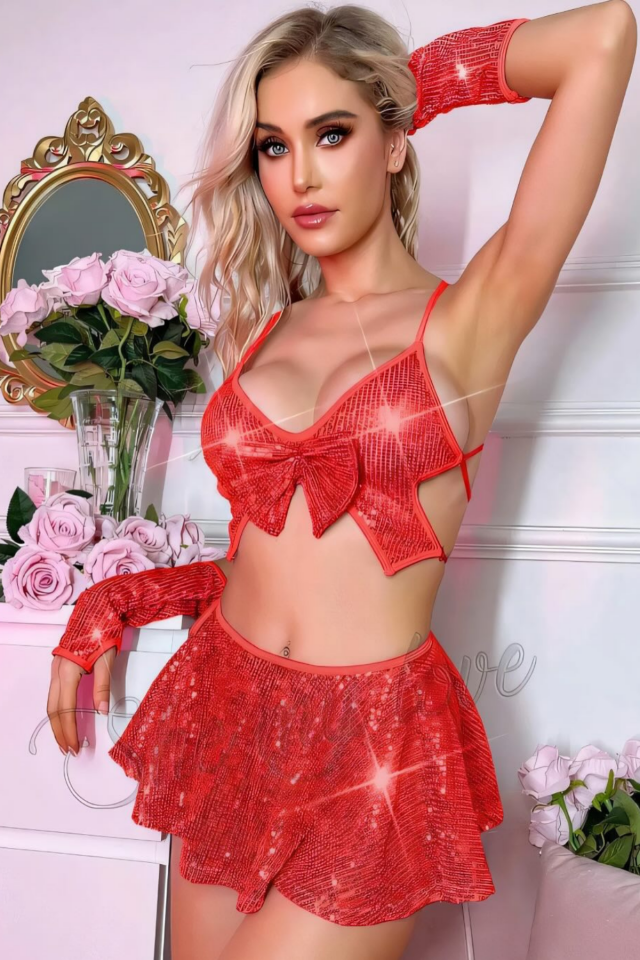 2506 Pul Payetli Kadın Fantezi İç Giyim Club Kostüm 2506