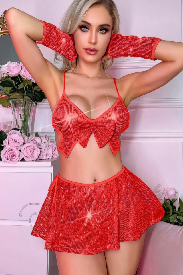 2506 Pul Payetli Kadın Fantezi İç Giyim Club Kostüm 2506