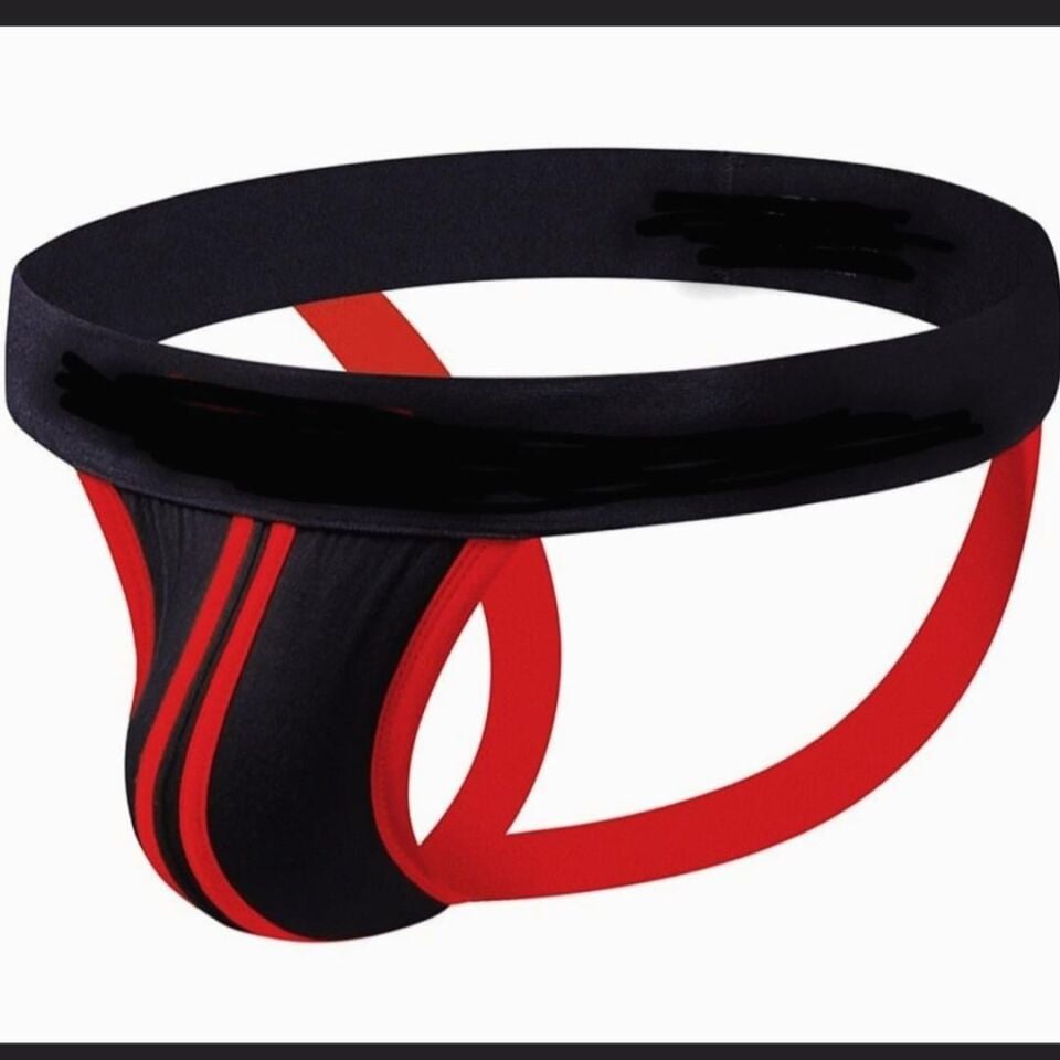 Erkek Kırmızı Şeritli Jockstrap Fantezi İç Çamaşırı
