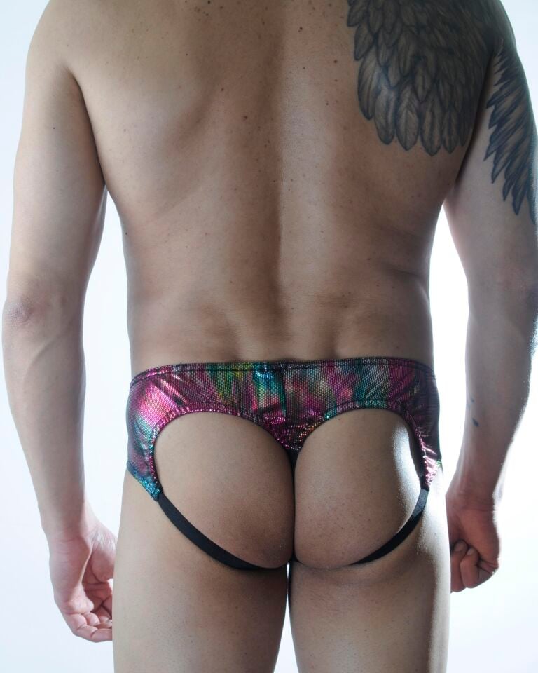 Erkek Renkli Parlak Desenli Jockstrap Fantezi İç Çamaşırı