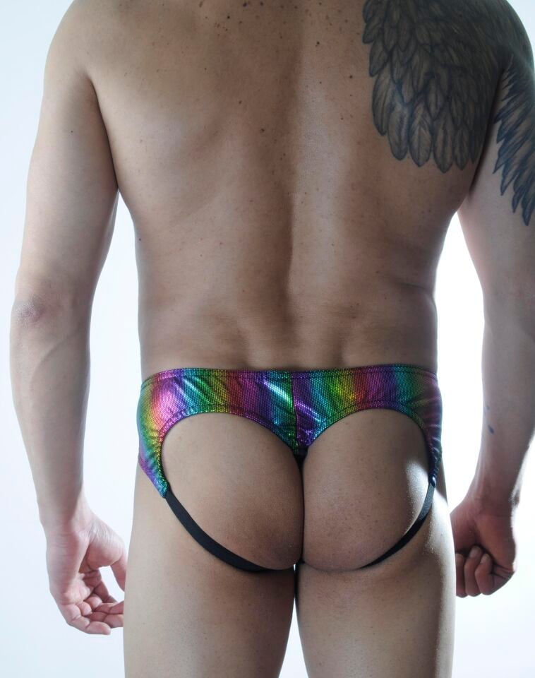 Erkek Renkli Parlak Desenli Jockstrap Fantezi İç Çamaşırı