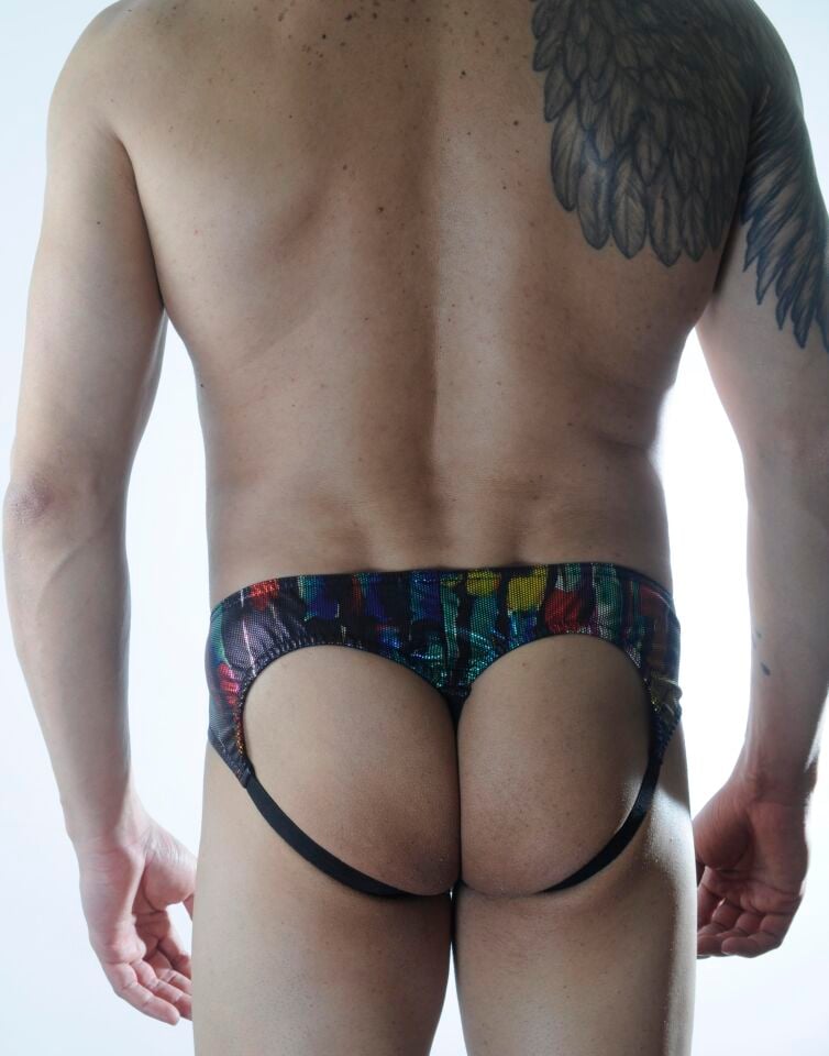 Erkek Renkli Parlak Desenli Jockstrap Fantezi İç Çamaşırı