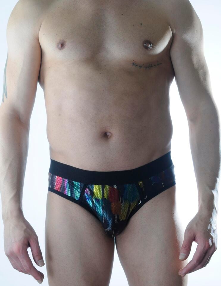 Erkek Renkli Parlak Desenli Jockstrap Fantezi İç Çamaşırı