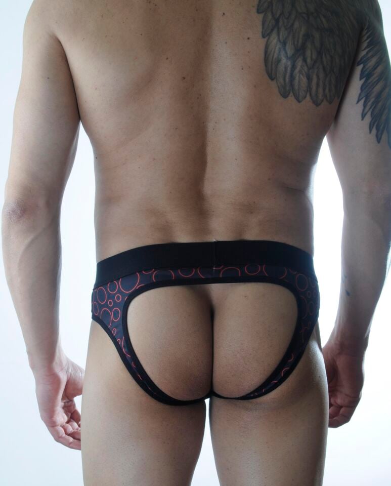 Erkek Siyah Halka Desenli Jockstrap Fantezi İç Çamaşırı