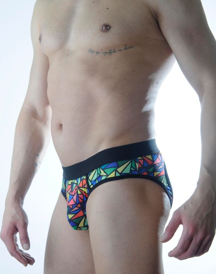 Erkek Renkli Üçgen Desenli Jockstrap Fantezi İç Çamaşırı
