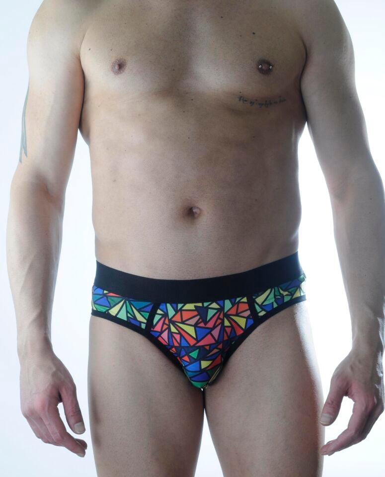 Erkek Renkli Üçgen Desenli Jockstrap Fantezi İç Çamaşırı
