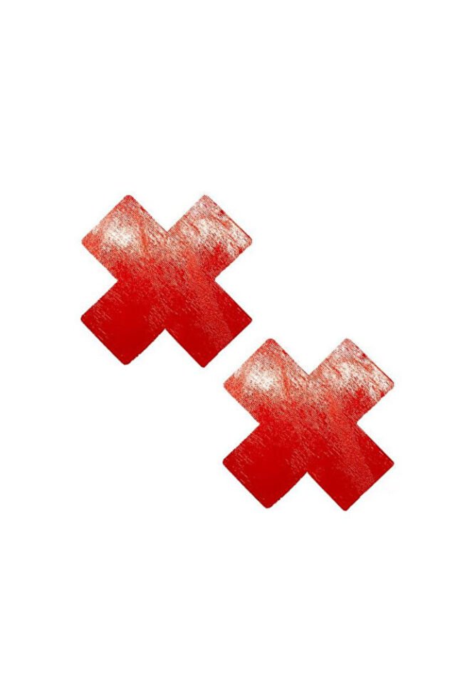 Fantazi Göğüs Ucu Kapatıcı Çarpı Cross Kadın Aksesuar Fantezi Siyah 104