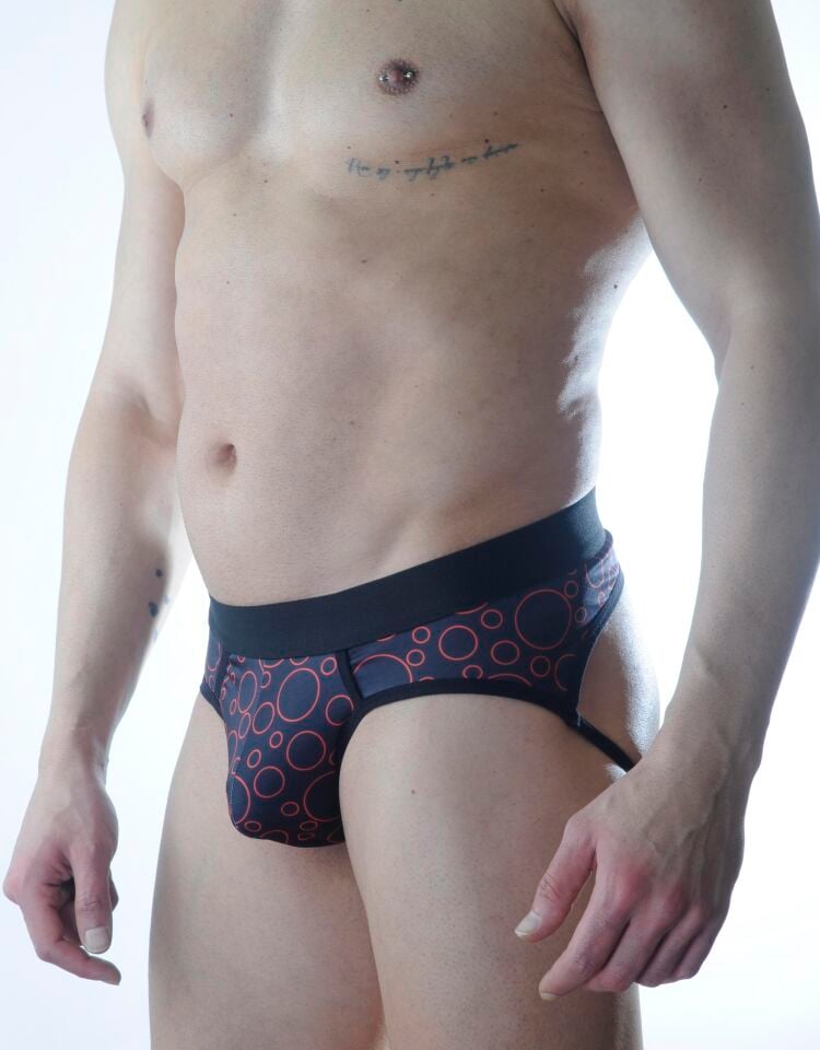 Erkek Siyah Halka Desenli Jockstrap Fantezi İç Çamaşırı