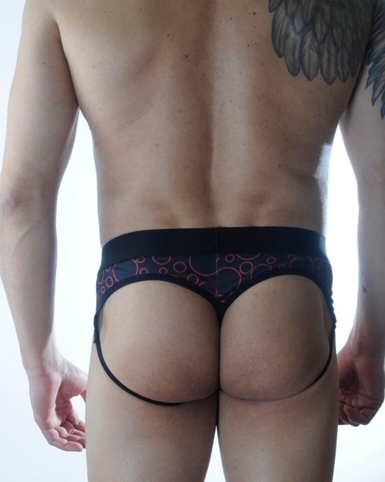 Erkek Siyah Halka Desenli Jockstrap Fantezi İç Çamaşırı