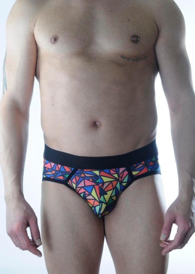 Erkek Renkli Üçgen Desenli Jockstrap Fantezi İç Çamaşırı