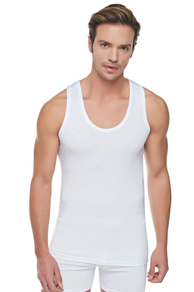 6'lı %100 Pamuk Penye Askılı Beyaz Tutku Erkek Atlet Klasik 101