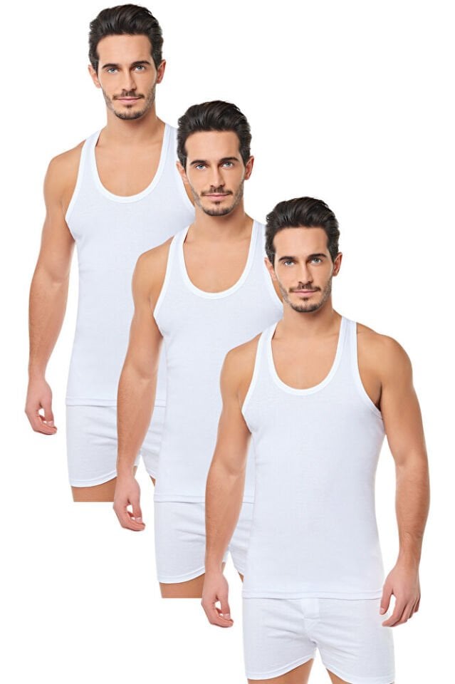 6'lı %100 Pamuk Penye Askılı Beyaz Tutku Erkek Atlet Klasik 101