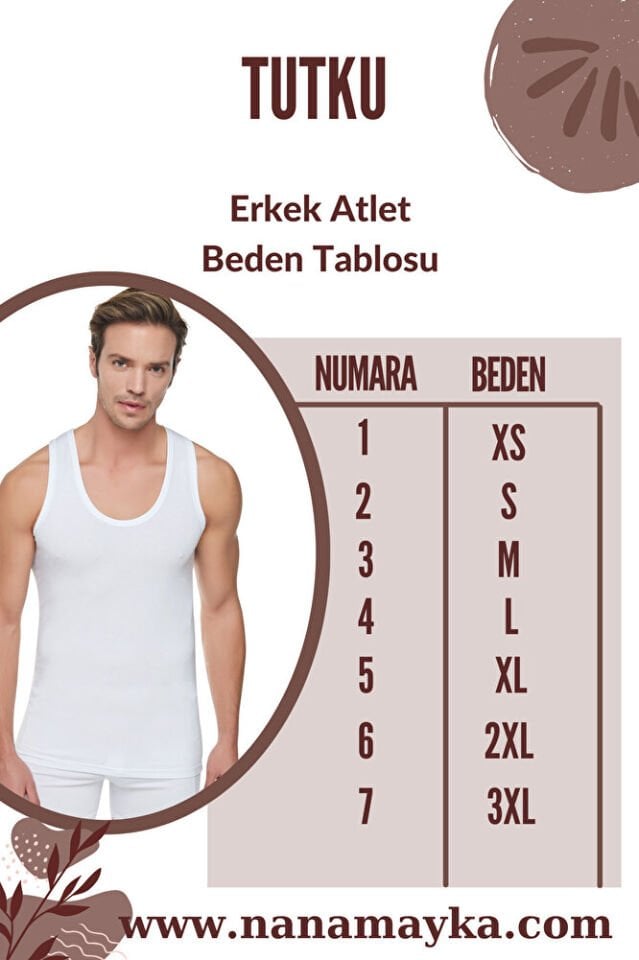 6'lı %100 Pamuk Penye Askılı Beyaz Tutku Erkek Atlet Klasik 101