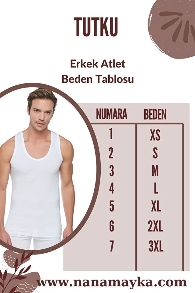 Tutku Erkek %100 Pamuk Ribana Klasik Askılı Beyaz Atlet 3'lü Paket 0102