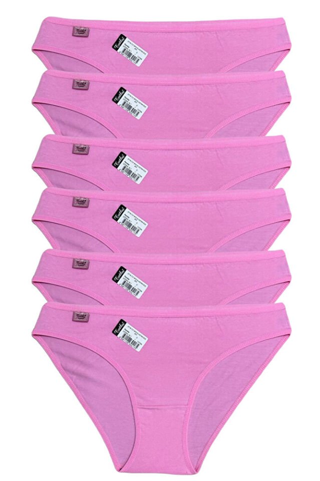 Tutku 6'lı Kadın Elastan Pamuk Penye Düz Bikini Slip Külot S - M -L 715