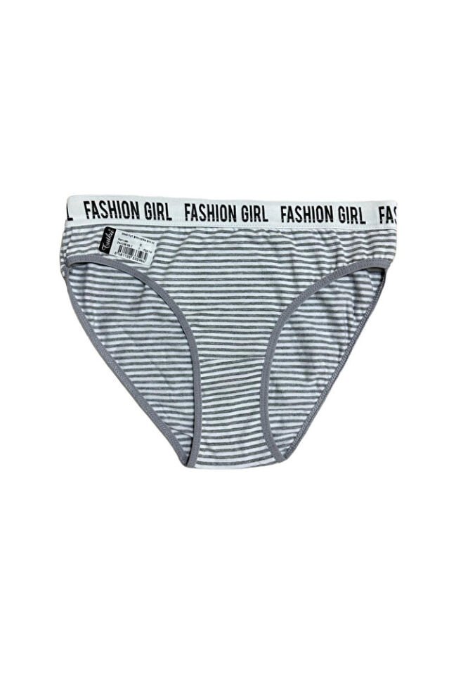 Tutku 6'lı Kadın Hera Bikini Slip Pamuklu Külot Çizgili Düz Lastik Bel Karışık Standart S-M-L