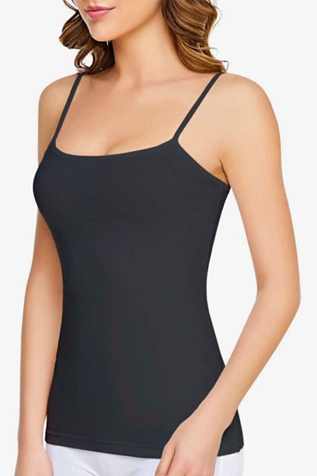 Tutku 6'lı Kadın Elastan Likralı Ip Askılı Beyaz Atlet