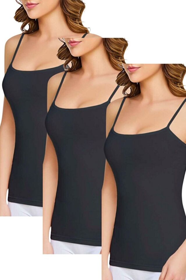 Tutku Kadın Elastan Likralı Ip Askı Atlet Beyaz 3'lü Paket