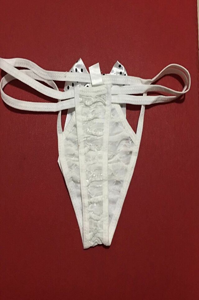 Fiyonklu Dekolteli Çift Lastikli String Tanga Turuncu Fantazi Külot S-m-l Standart