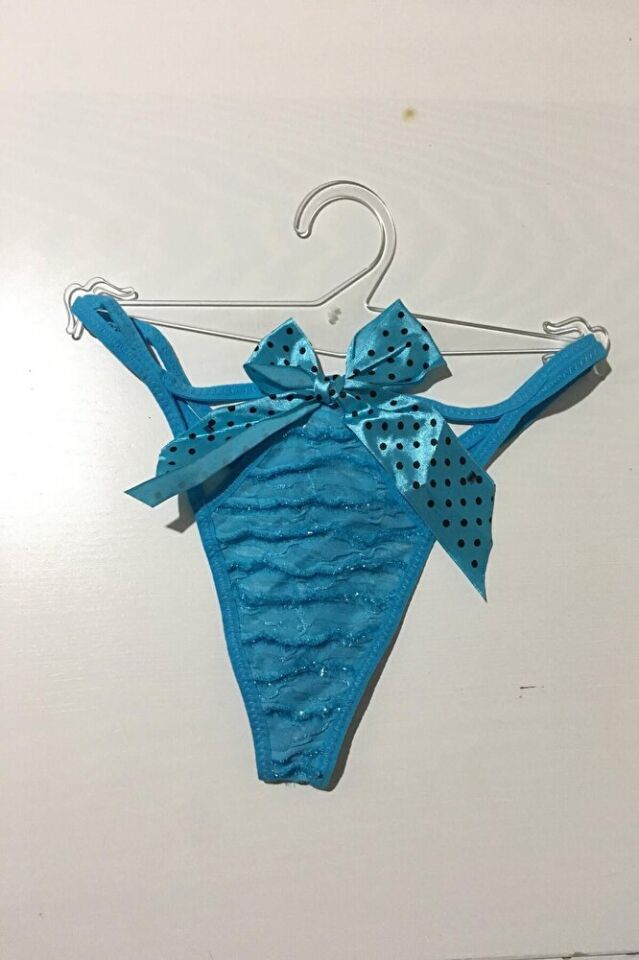 Fiyonklu Dekolteli Çift Lastikli String Tanga Turuncu Fantazi Külot S-m-l Standart