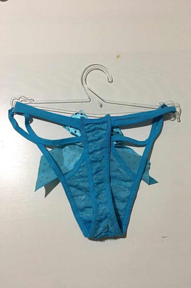 Fiyonklu Dekolteli Çift Lastikli String Tanga Turuncu Fantazi Külot S-m-l Standart