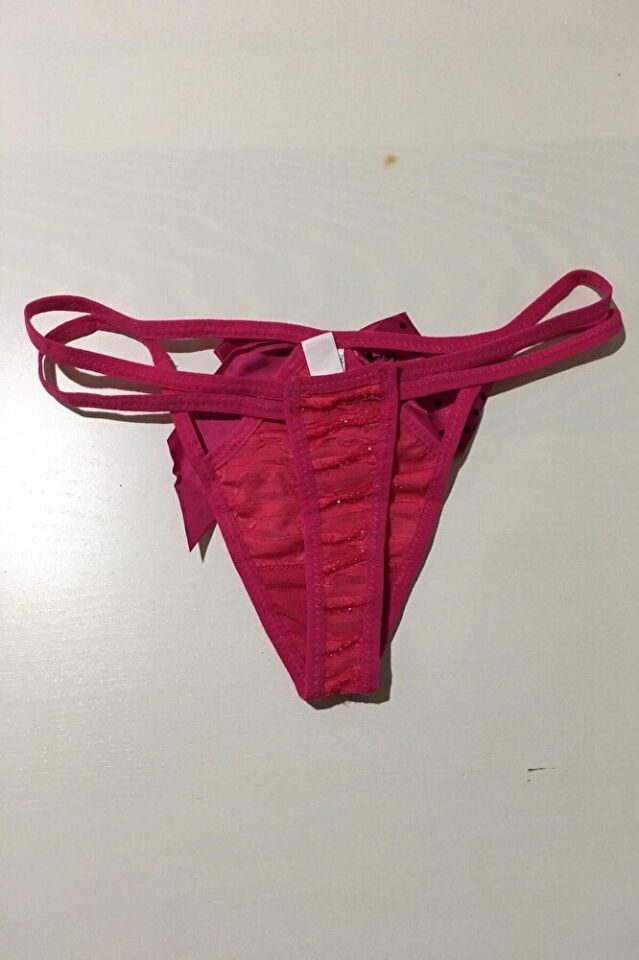 Fiyonklu Dekolteli Çift Lastikli String Tanga Turuncu Fantazi Külot S-m-l Standart