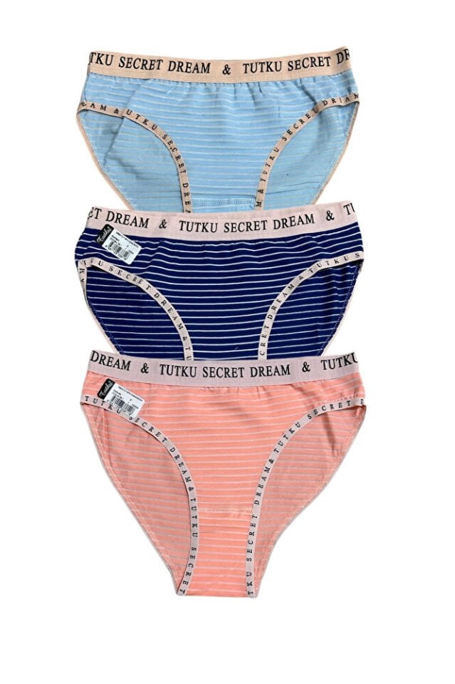 Kadın Diana Bikini Slip Külot Mercan Mavi Lacivert 3'lü Paket