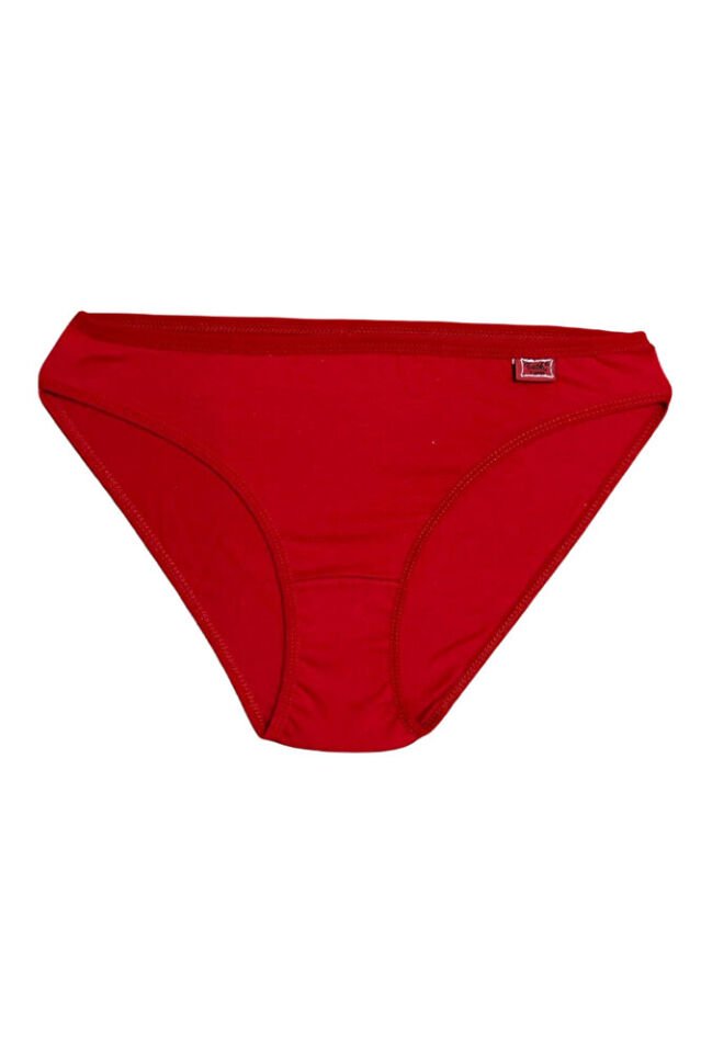Kadın Elastan Düz Bikini Külot Kırmızı 3'lü Paket