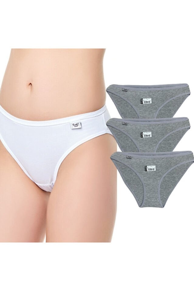 Kadın Elastan Düz Bikini Külot Kırmızı 3'lü Paket