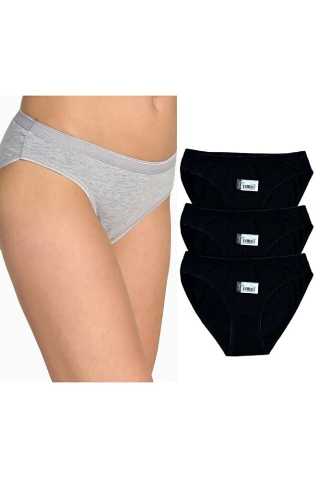 Kadın Suyolu Bikini Slip Külot 3'lü Paket Siyah