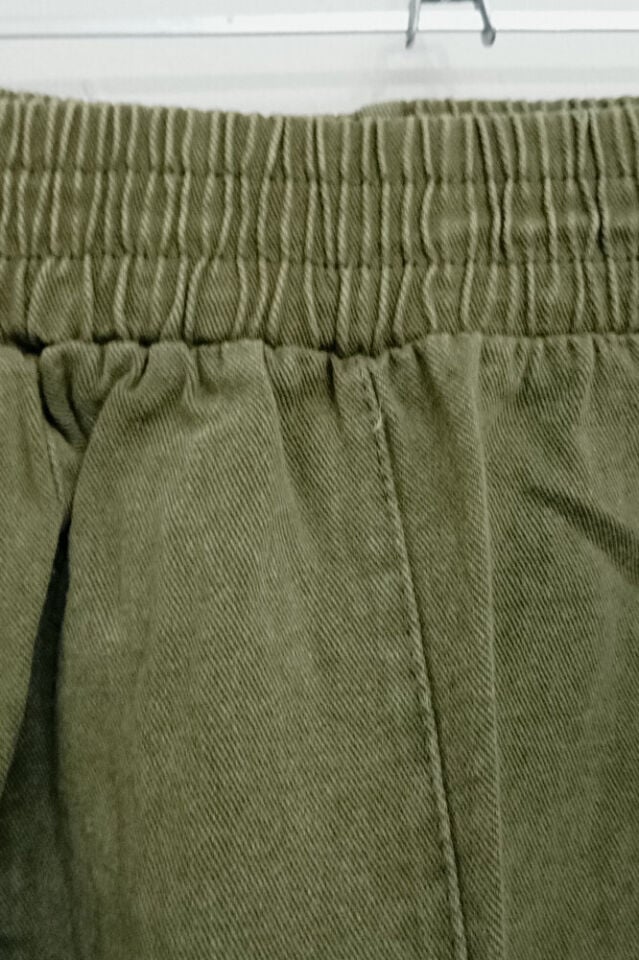 Kadın Haki Kar Yıkamalı Gabardin Şalvar Pantolon – Rahat Kesim, Pamuklu