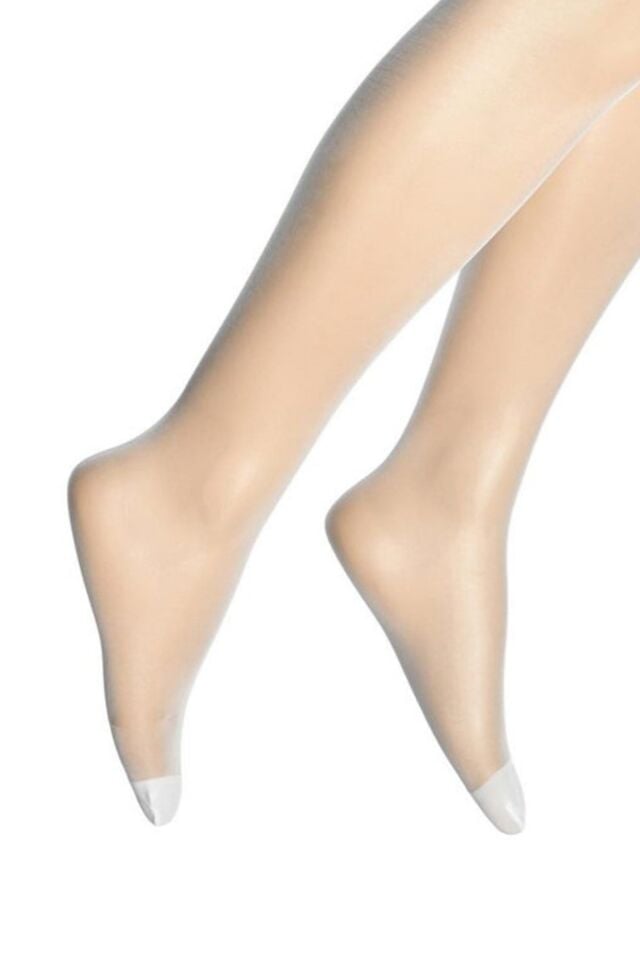 Kadın Beyaz Silikonlu Kaymaz Dantelli Dizüstü Jartiyer Çorap 15 Denye İnce Parlak Dore