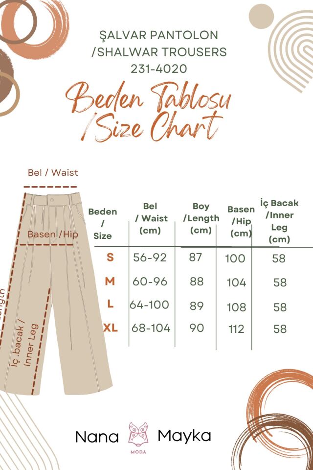 Kadın Turuncu Salaş Şalvar Pantolon Yıkamalı Eskitmeli Gabardin Kalın Lastikli Bel Rahat Günlük Bohem Pantolon S M L