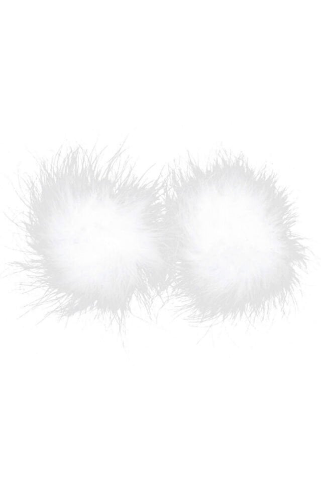 Kadın Tüylü Göğüs Ucu Kapatıcı Yapışkanlı Yumuşak Dokulu Nipple Cover Fantezi Aksesuar Beyaz
