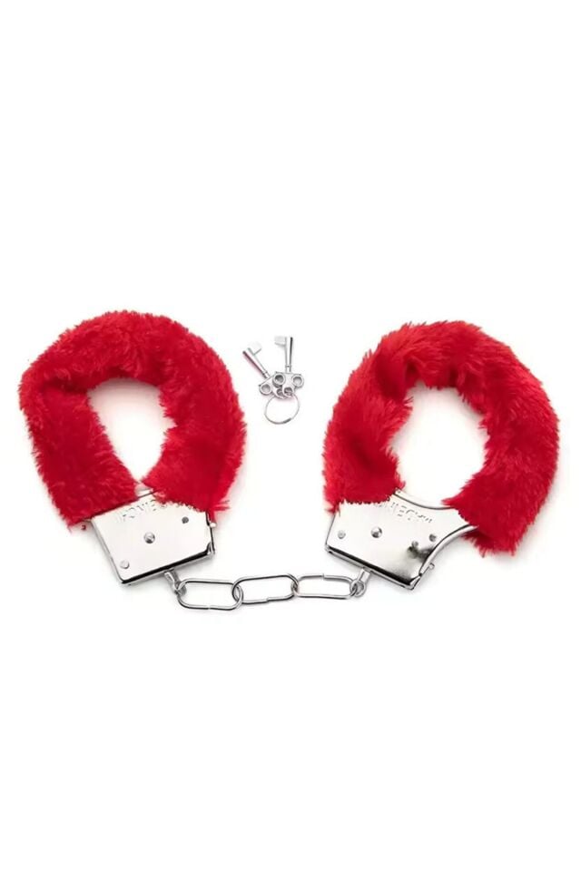 Kırmızı Peluş Kelepçe Yumuşak Dokulu Fantezi Oyun Aksesuarı
