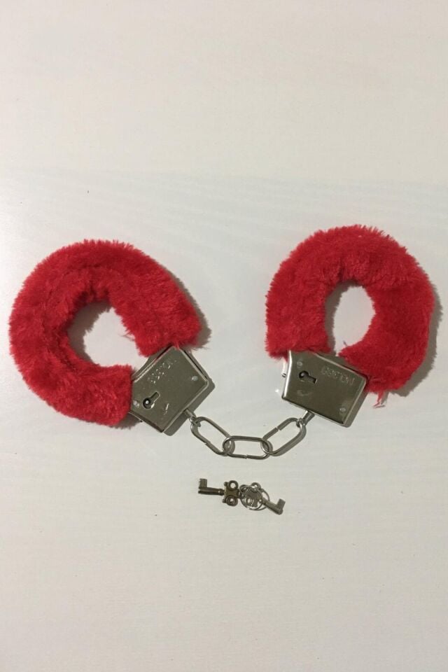 Kırmızı Peluş Kelepçe Yumuşak Dokulu Fantezi Oyun Aksesuarı